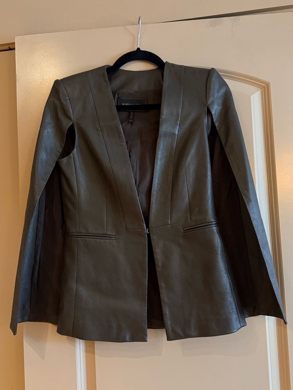 BCBGMaxAzria Dark Gray Leather Blazer